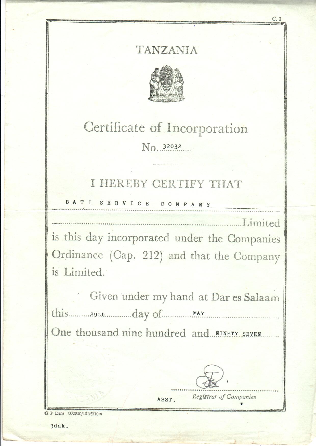 Certificate of Incorporation